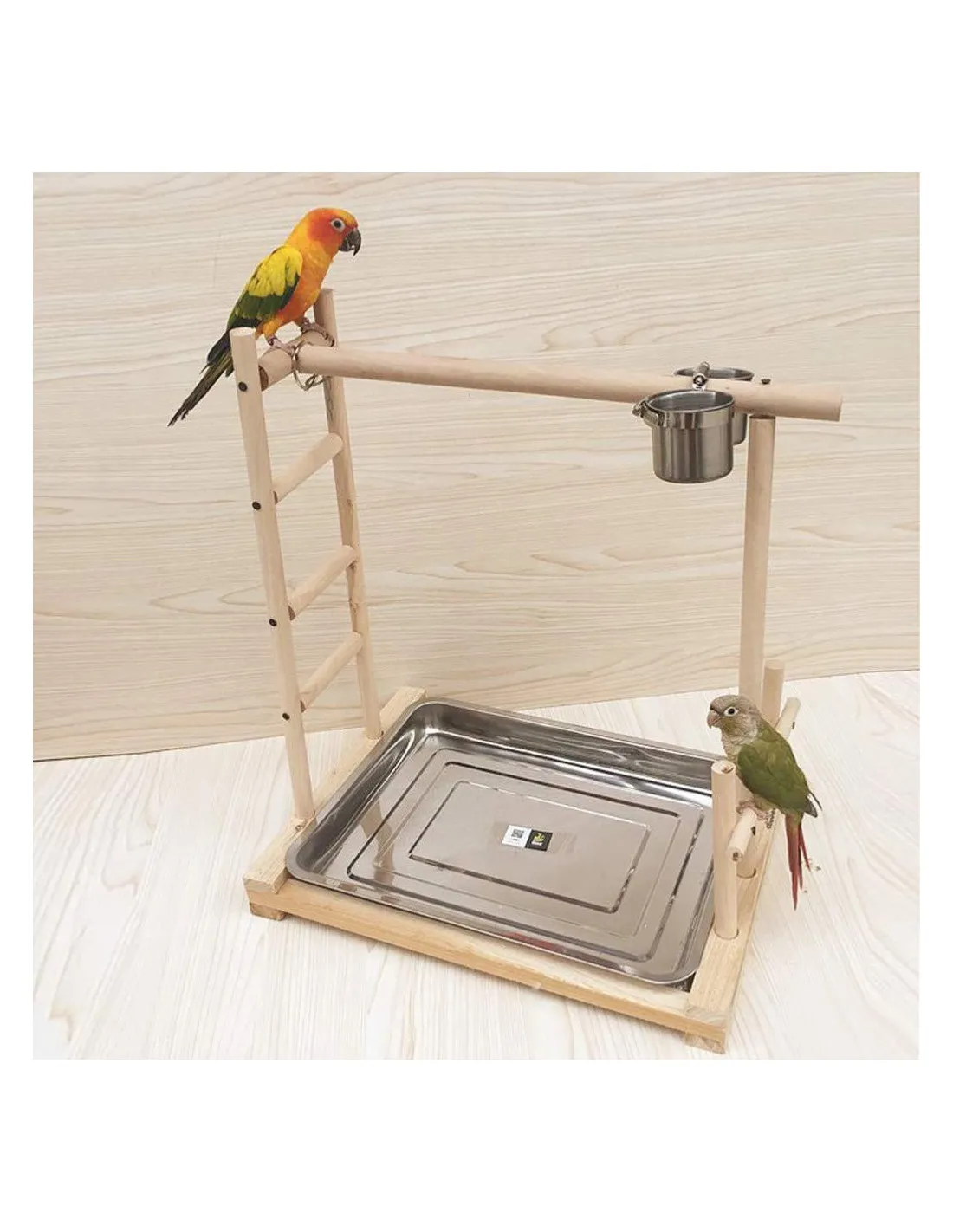 Aire de jeu avec bac pour perruche et petits oiseaux