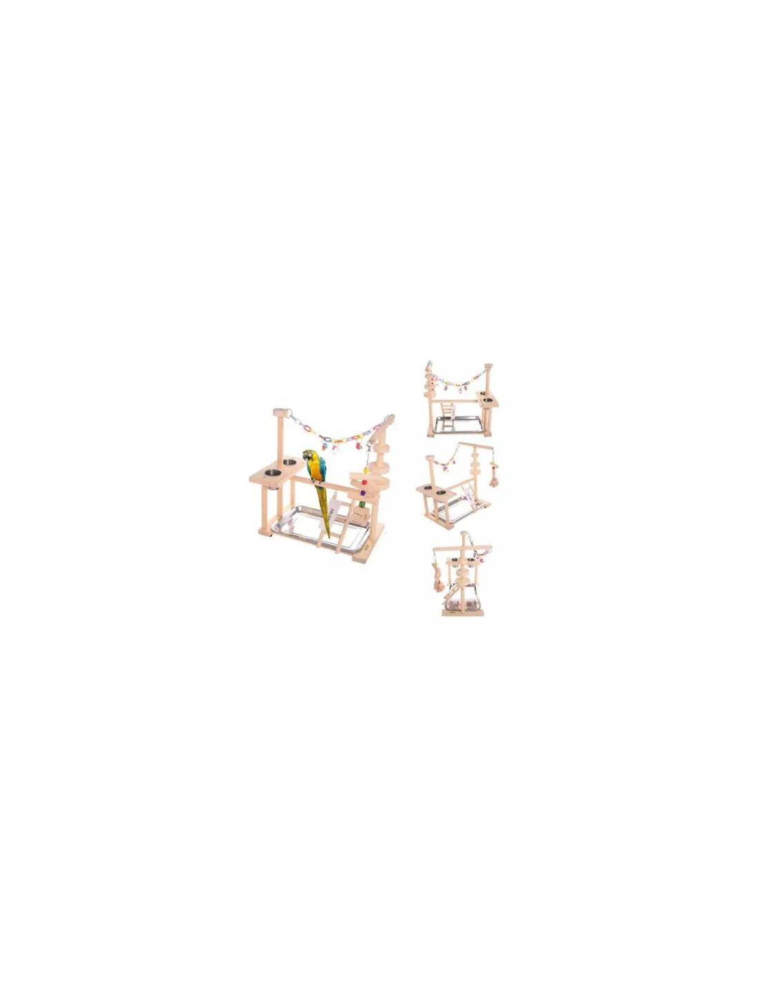 Aire de jeu complète avec bac + 2 jouets colores pour petits oiseaux