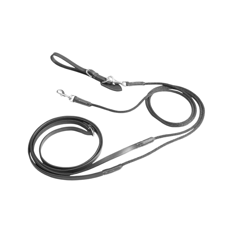 Eric Thomas - Rênes allemandes cuir et corde Noir