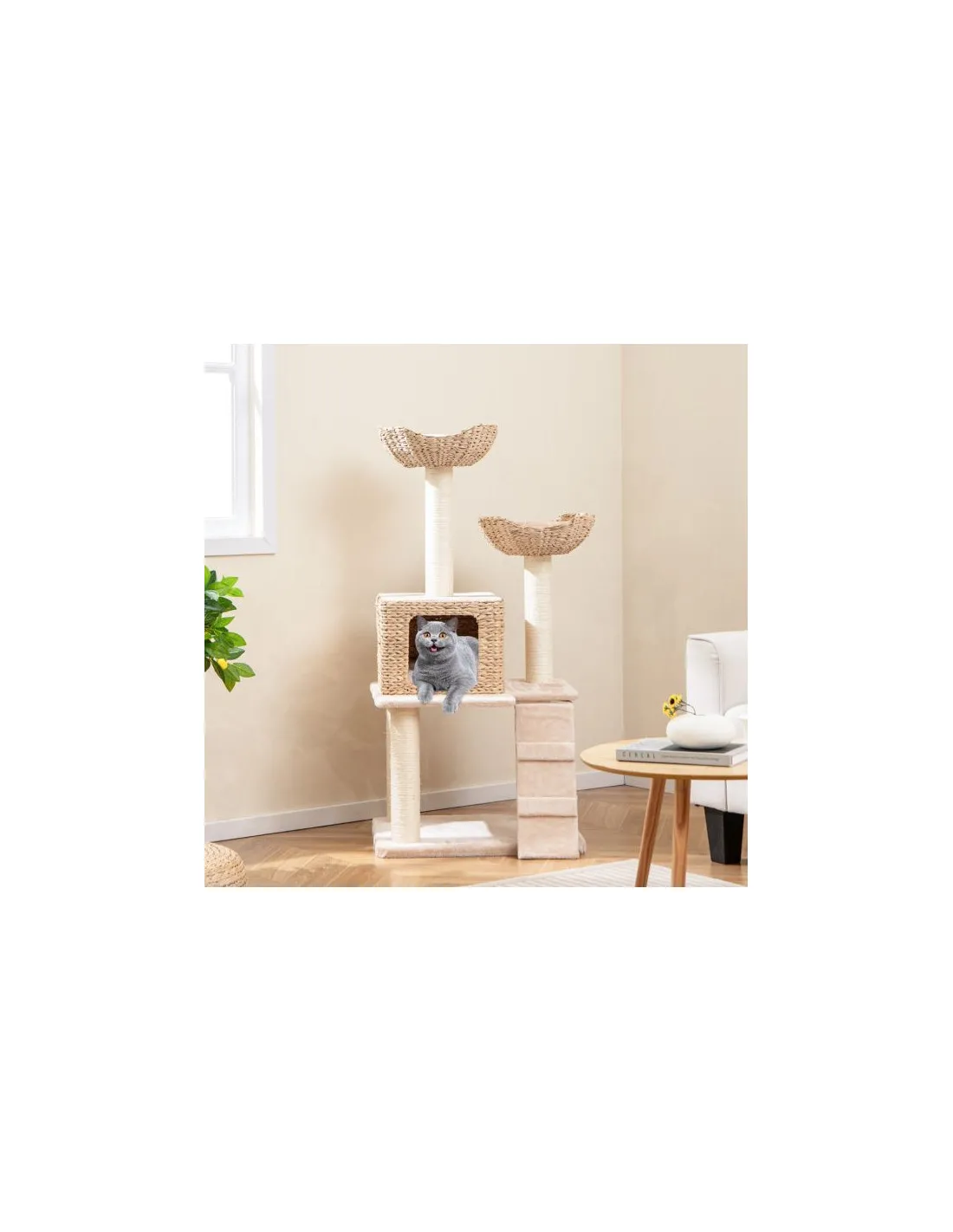 Arbre à Chat 122 cm avec Poteaux Sisal et Perchoir
