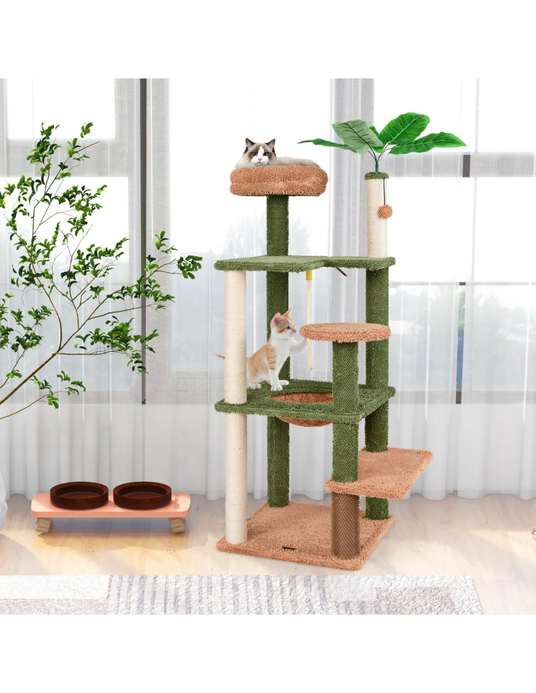 Arbre à Chat 152 cm avec Griffoirs et Perchoir Tour de Jeu Félins