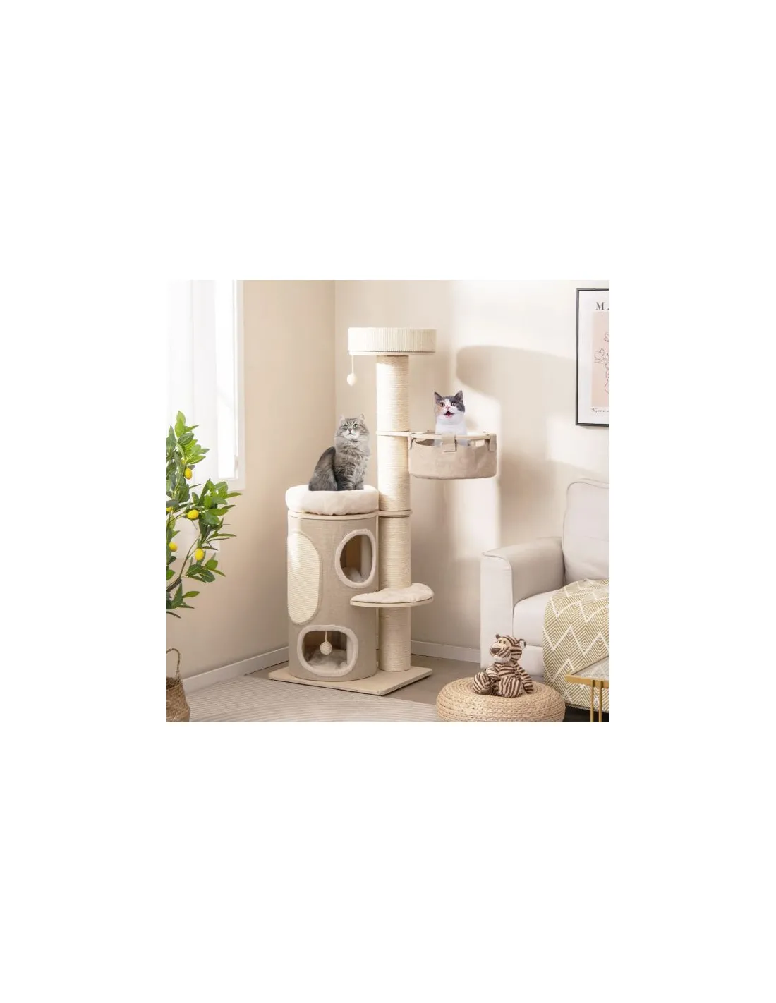 Arbre à Chat 154 CM avec Condo et Perchoir Tour de Jeu Félins