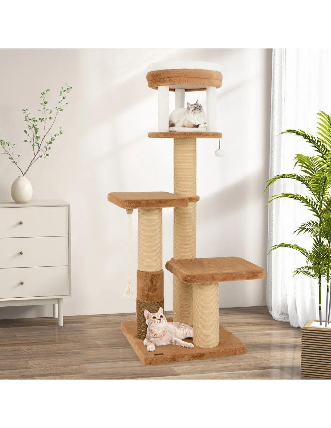 Arbre à Chat 164 cm avec Perchoirs et Toilettage