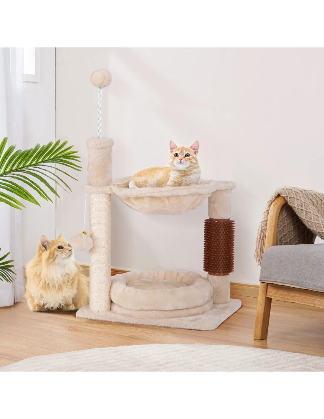 Arbre à Chat 2 Niveaux avec Hamac et Griffoir