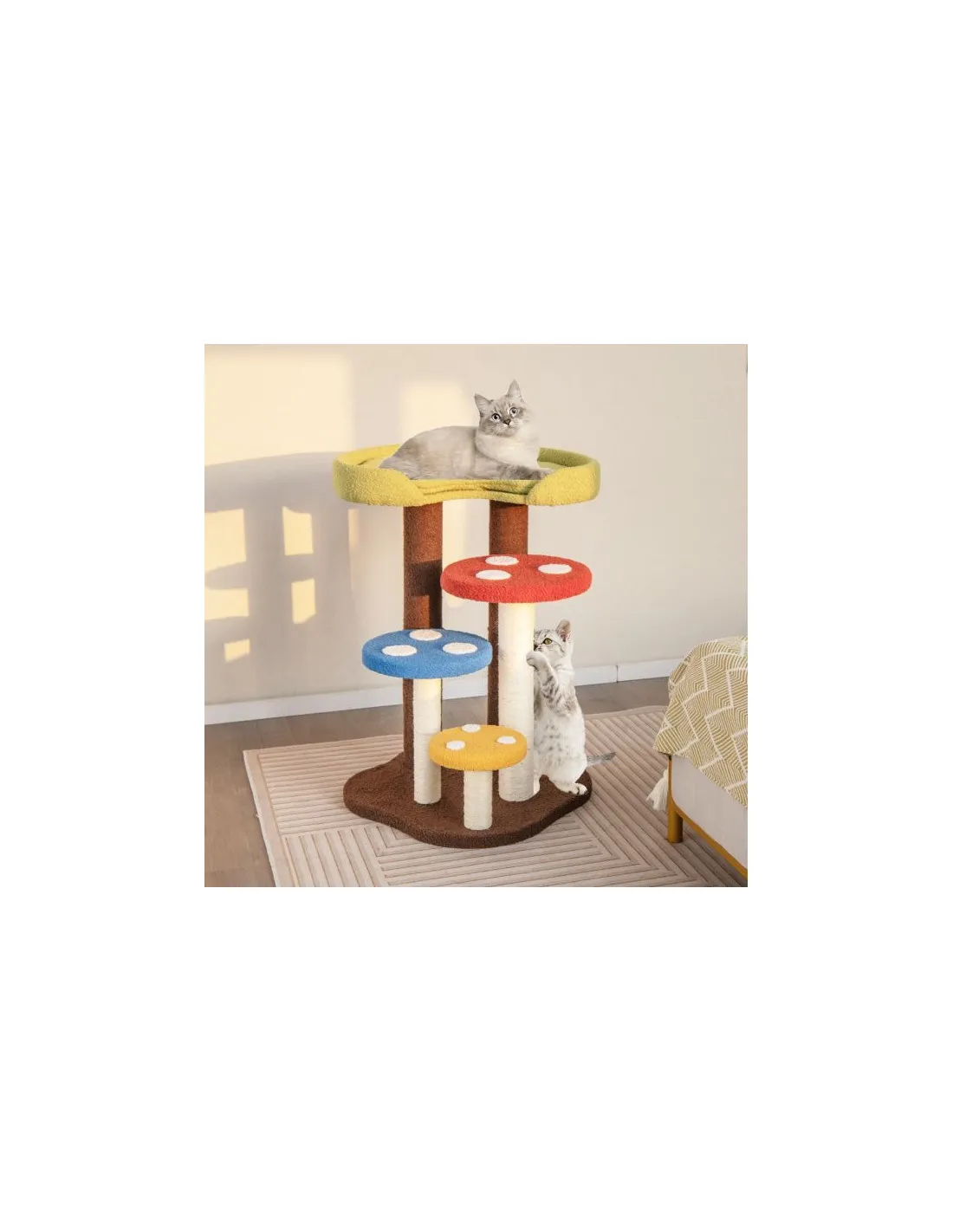 Arbre à Chat 3 en 1 avec Sisal et Tapis Amovibles