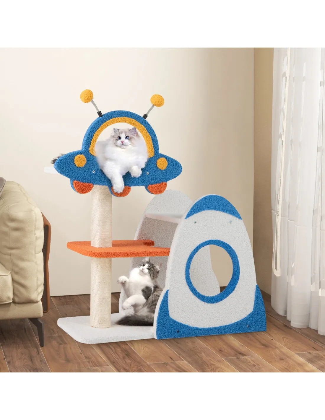 Arbre à Chat 4 Niveaux avec Perchoir OVNI