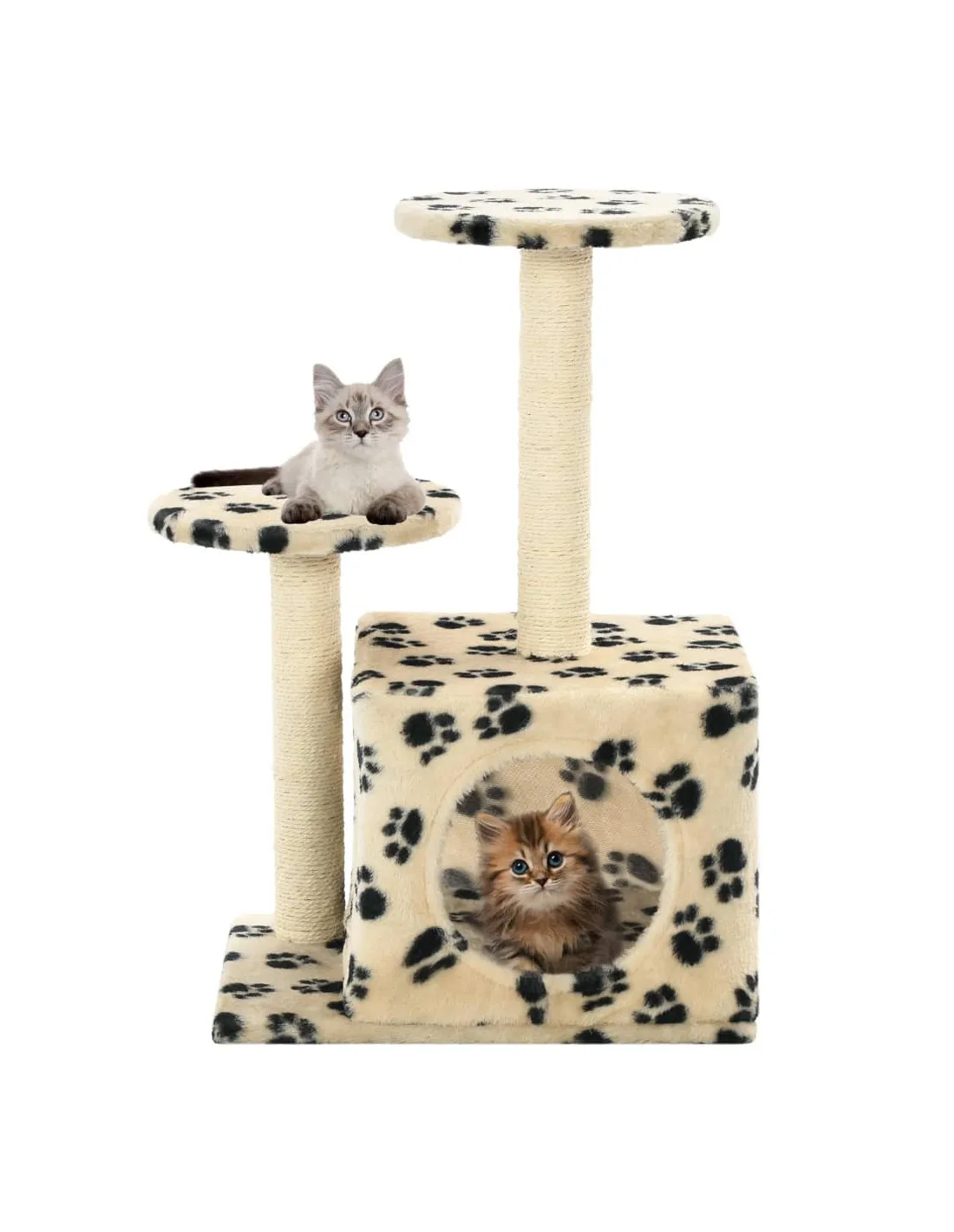 Arbre à Chat 60 cm Beige avec Griffoir en Sisal