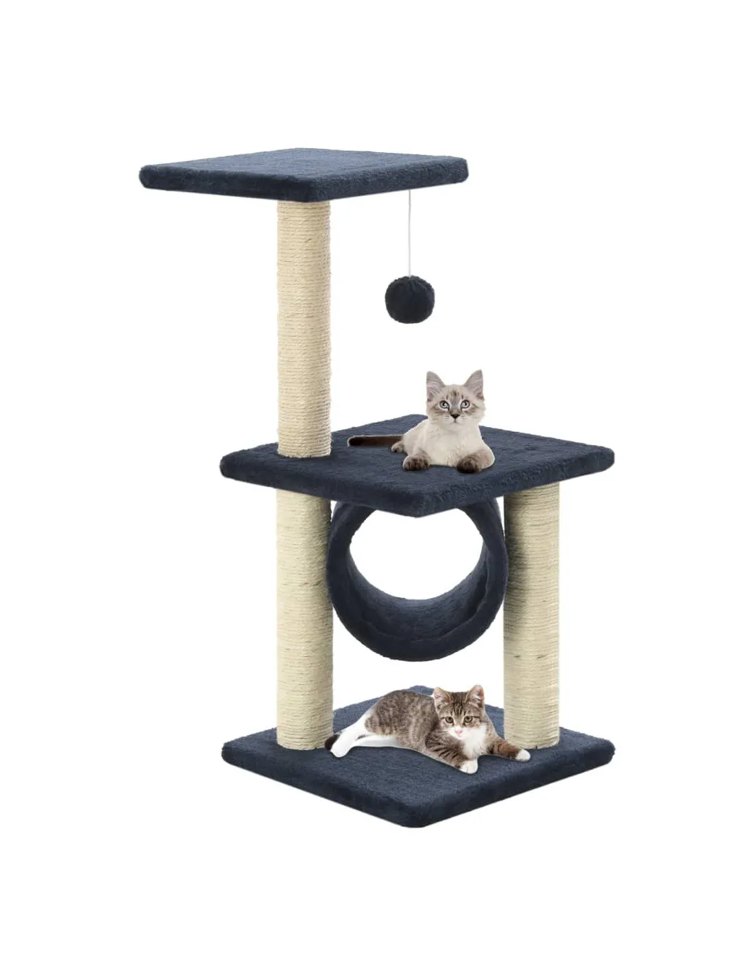 Arbre à Chat 65 cm avec Griffoirs Sisal Bleu Foncé
