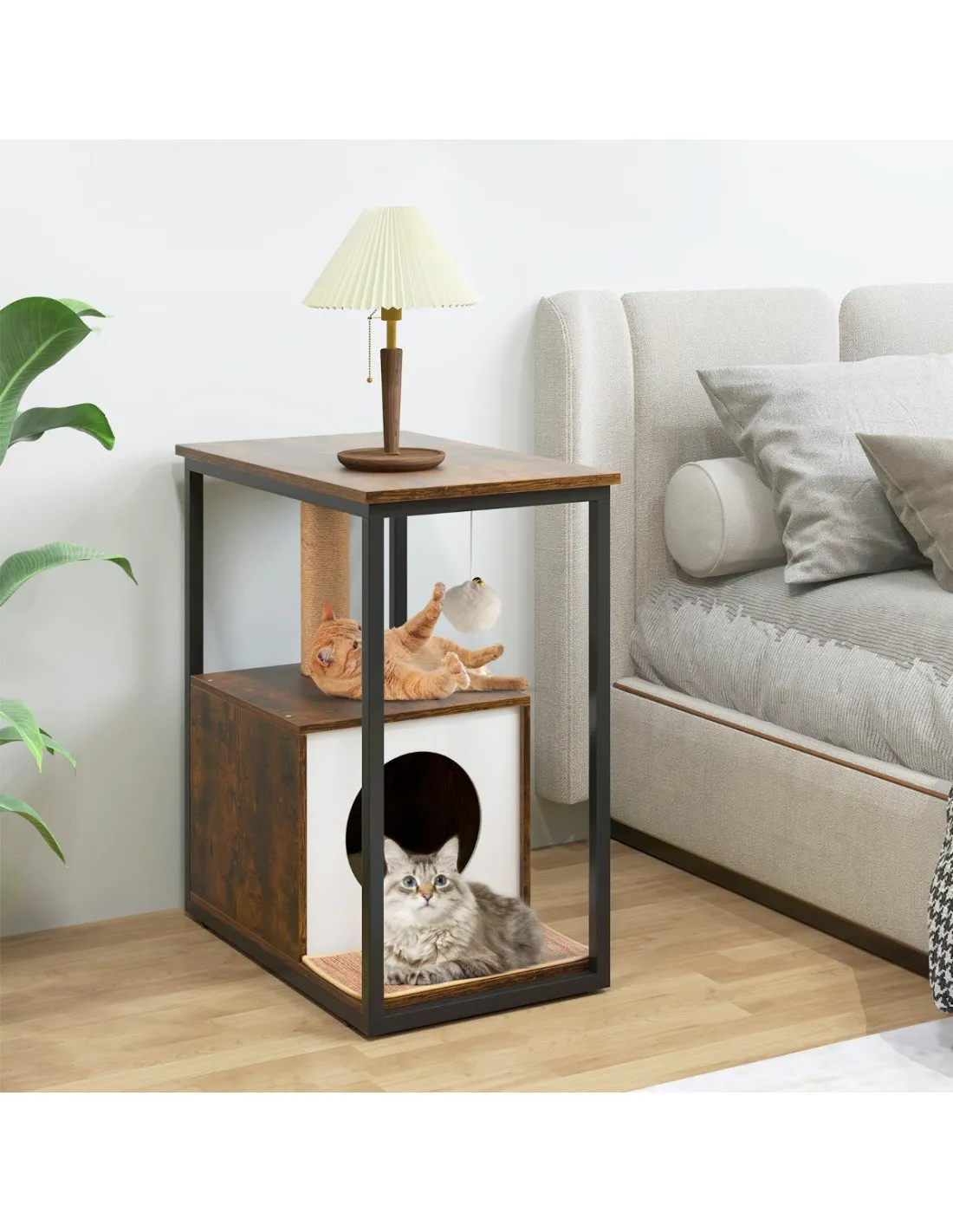 Arbre à Chat 66cm avec Griffoir et Coussin Amovible