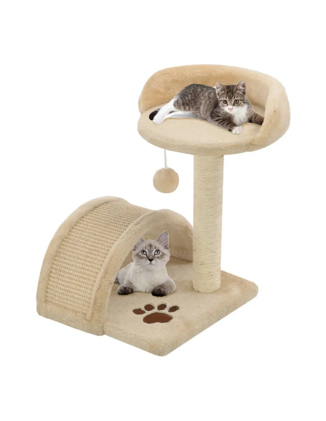 Arbre à Chat avec Griffoir en Sisal 40 cm Beige Marron