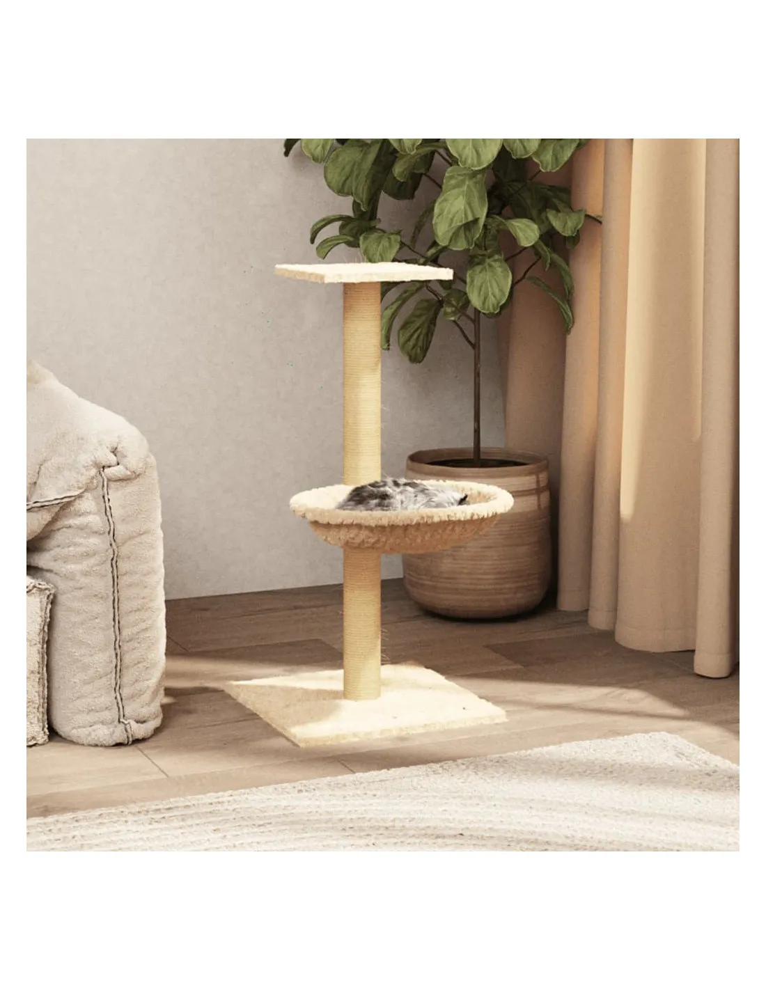 Arbre à Chat avec Griffoir en Sisal Crème 74 cm