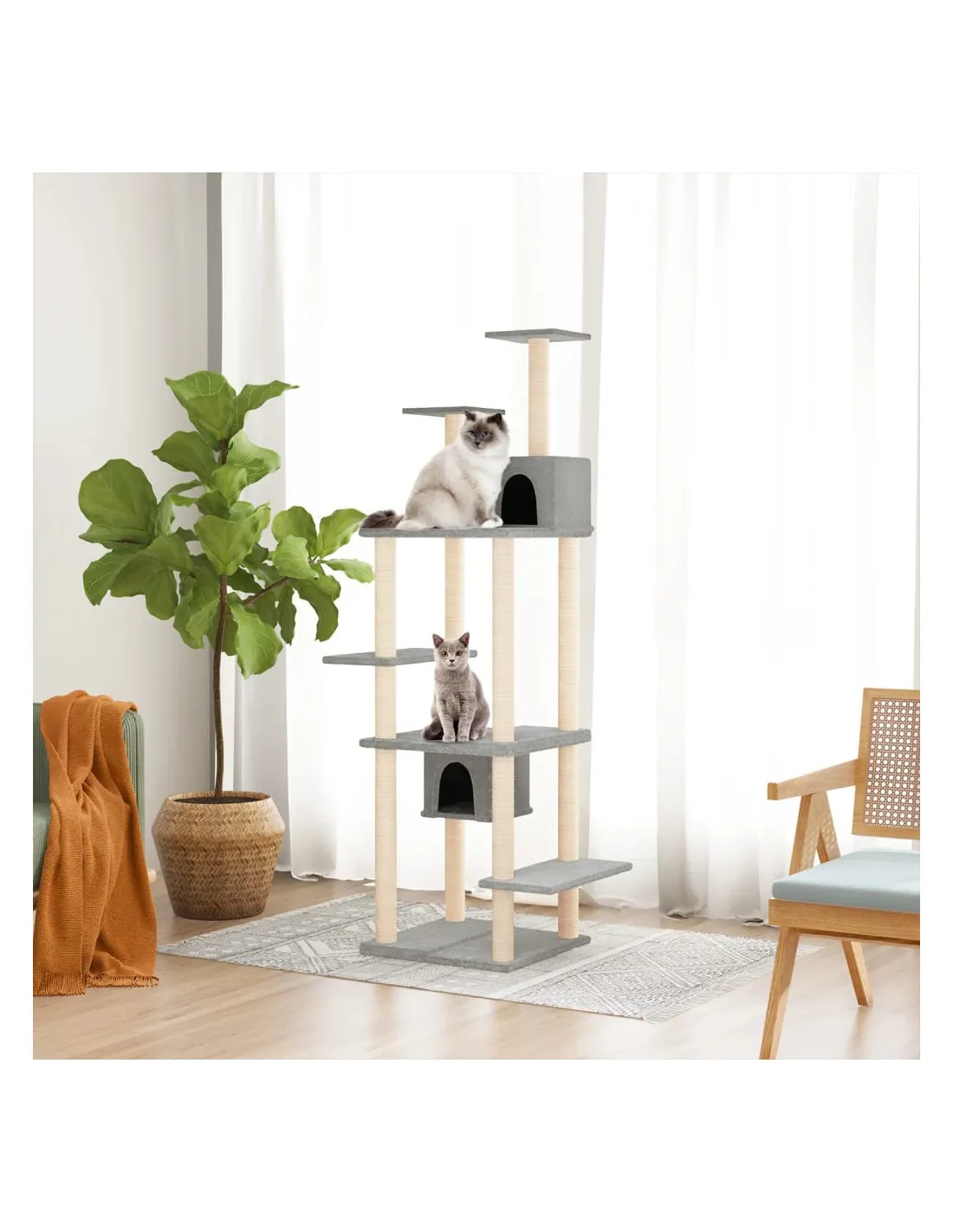 Arbre à Chat avec Griffoirs en Sisal Gris Clair 176 cm