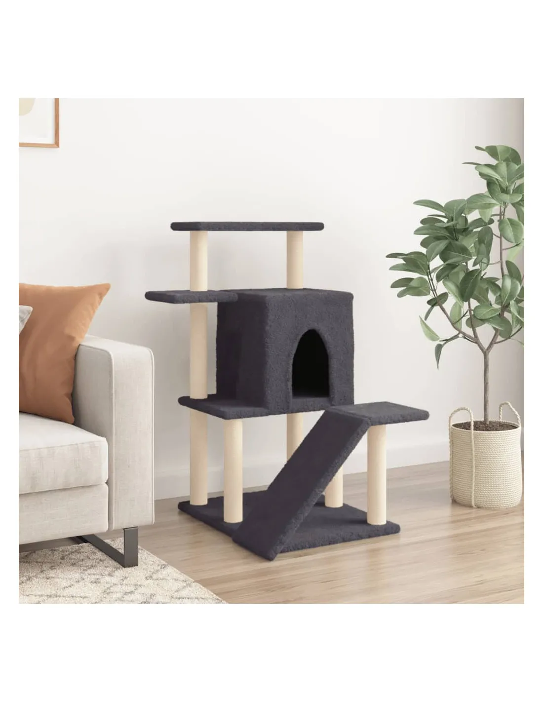 Arbre à Chat avec Griffoirs en Sisal Gris Foncé 97 cm