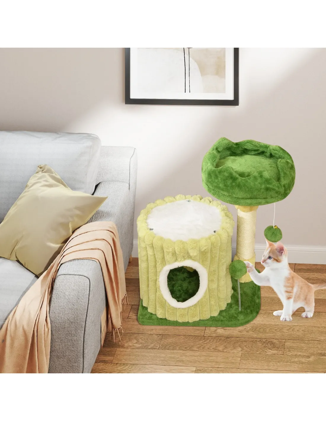 Arbre à Chat avec Poteaux Sisal et Perchoir Rembourré