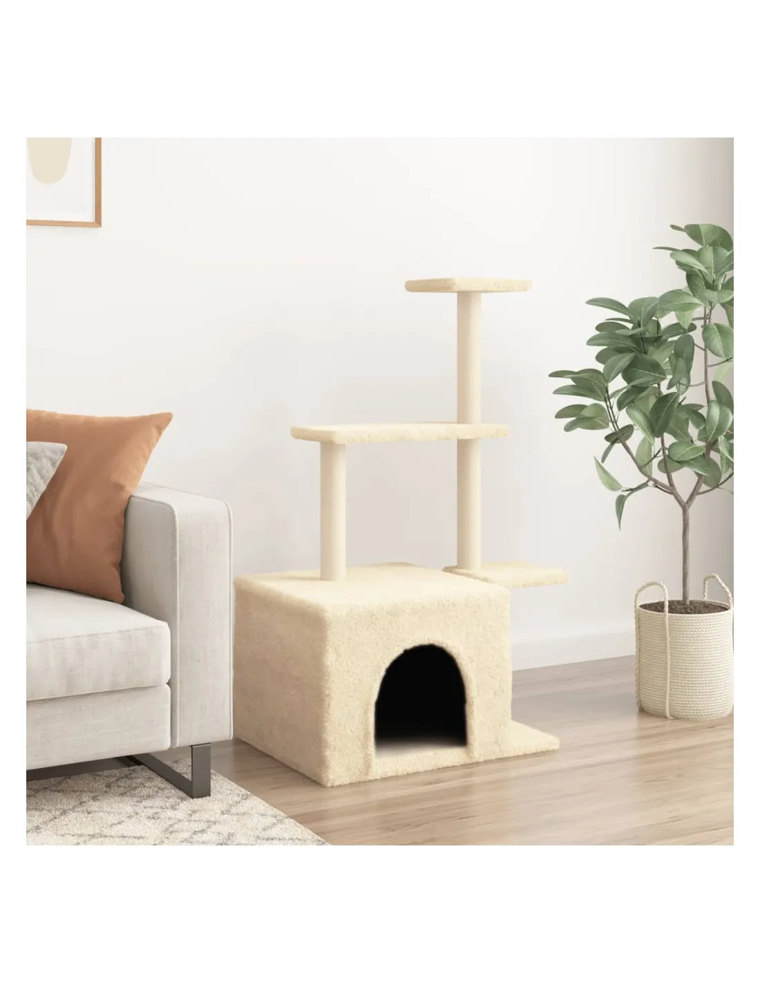 Arbre à Chat Crème avec Griffoirs en Sisal 110 cm