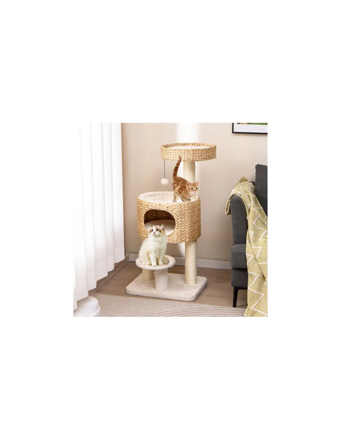 Arbre à Chat Moderne avec Perchoir et Condo 104 cm