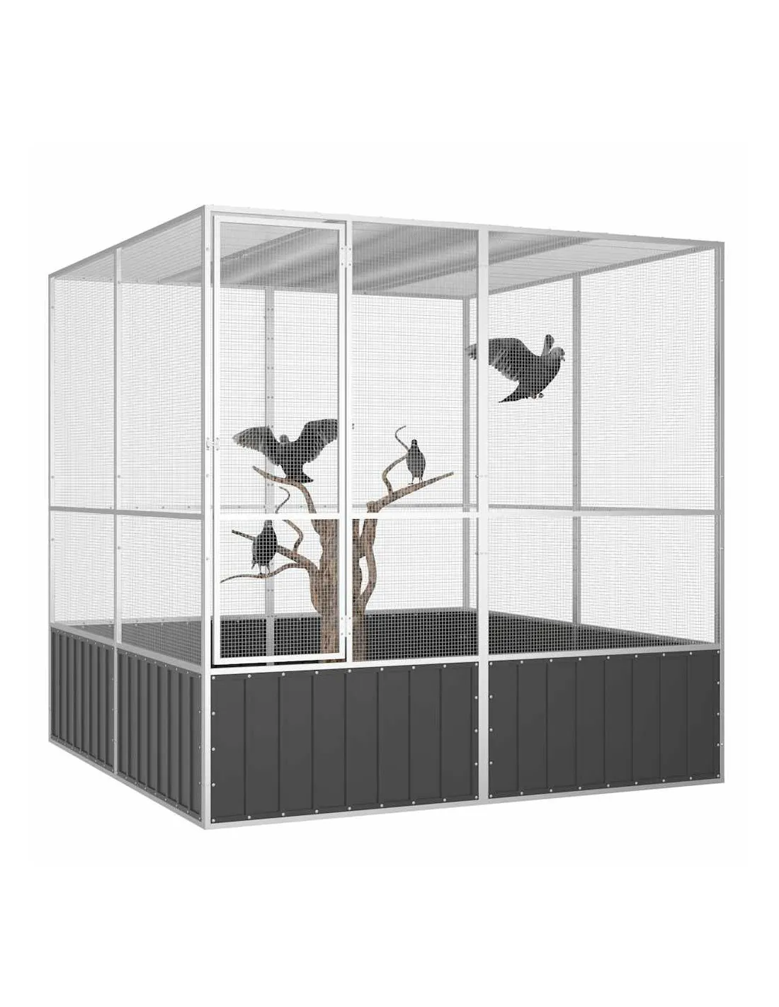 Cage à Oiseaux Anthracite en Acier Galvanisé