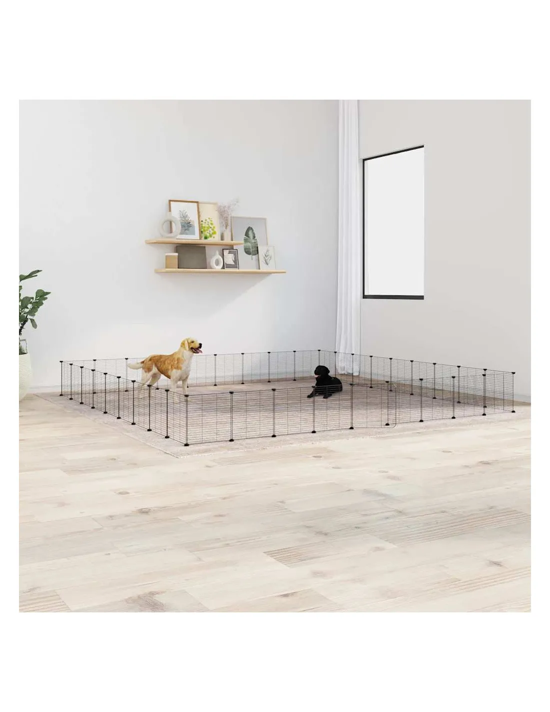 Cage Animaux Enclos Petit Chien Parc Rongeur 36 Panneaux avec Porte 35x35 cm Noir