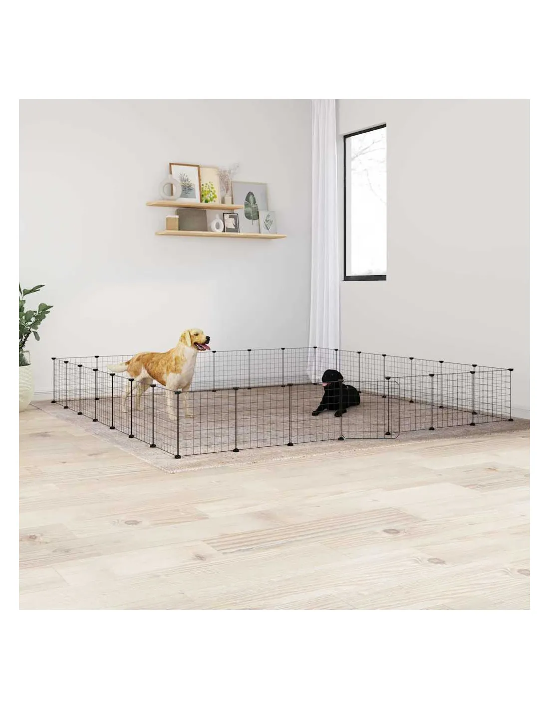 Cage Animaux Parc Chien Enclos Petit Chien 28 Panneaux Avec Porte 35x35 cm