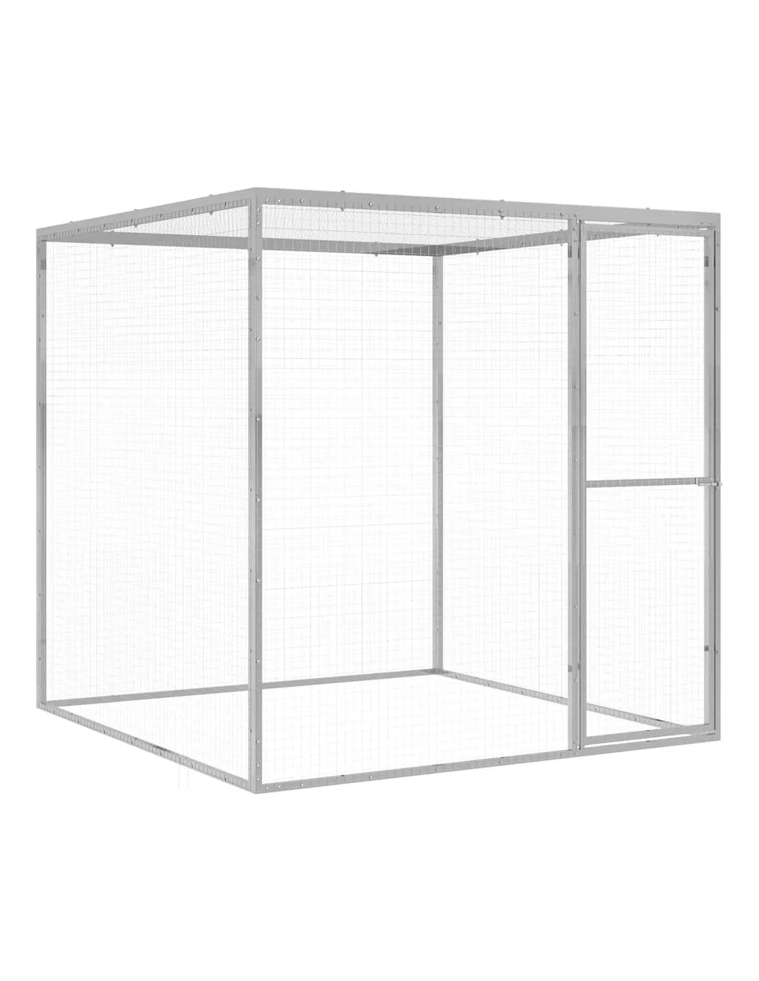 Cage Pour Chat Chatière Chat 1,5x1,5x1,5 m en Acier Galvanisé