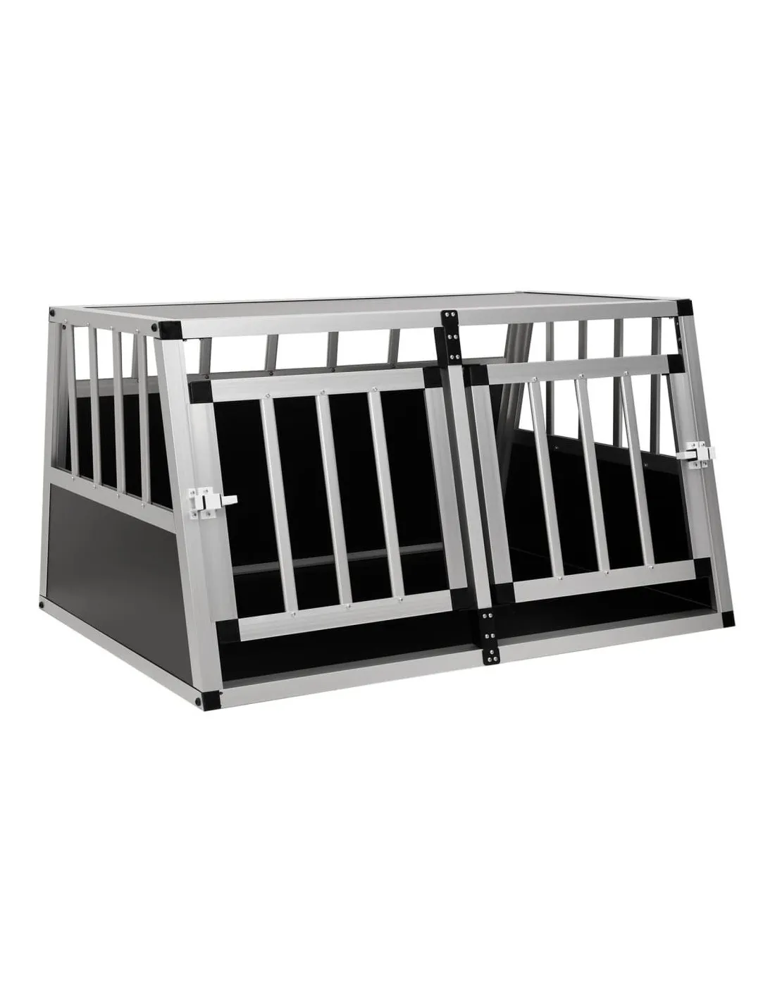 Cage Pour Chien à Double Porte Alu et Mdf 89 x 69 x 50 cm
