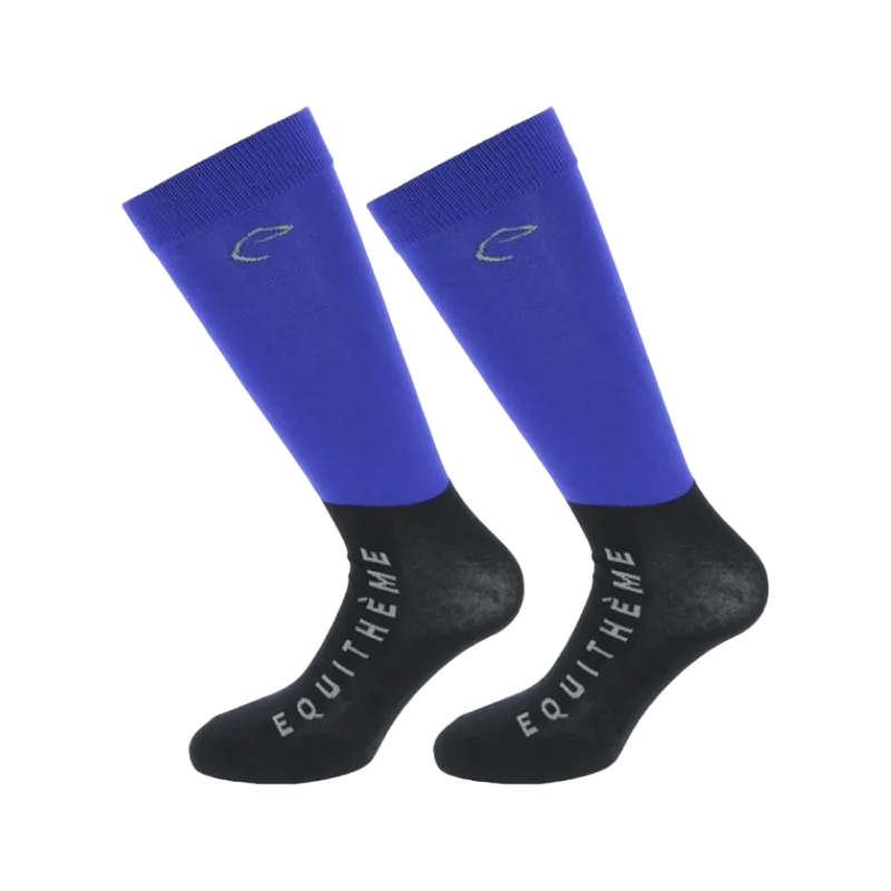 Equithème - Chaussettes d'équitation Compet bleu roi (x2)