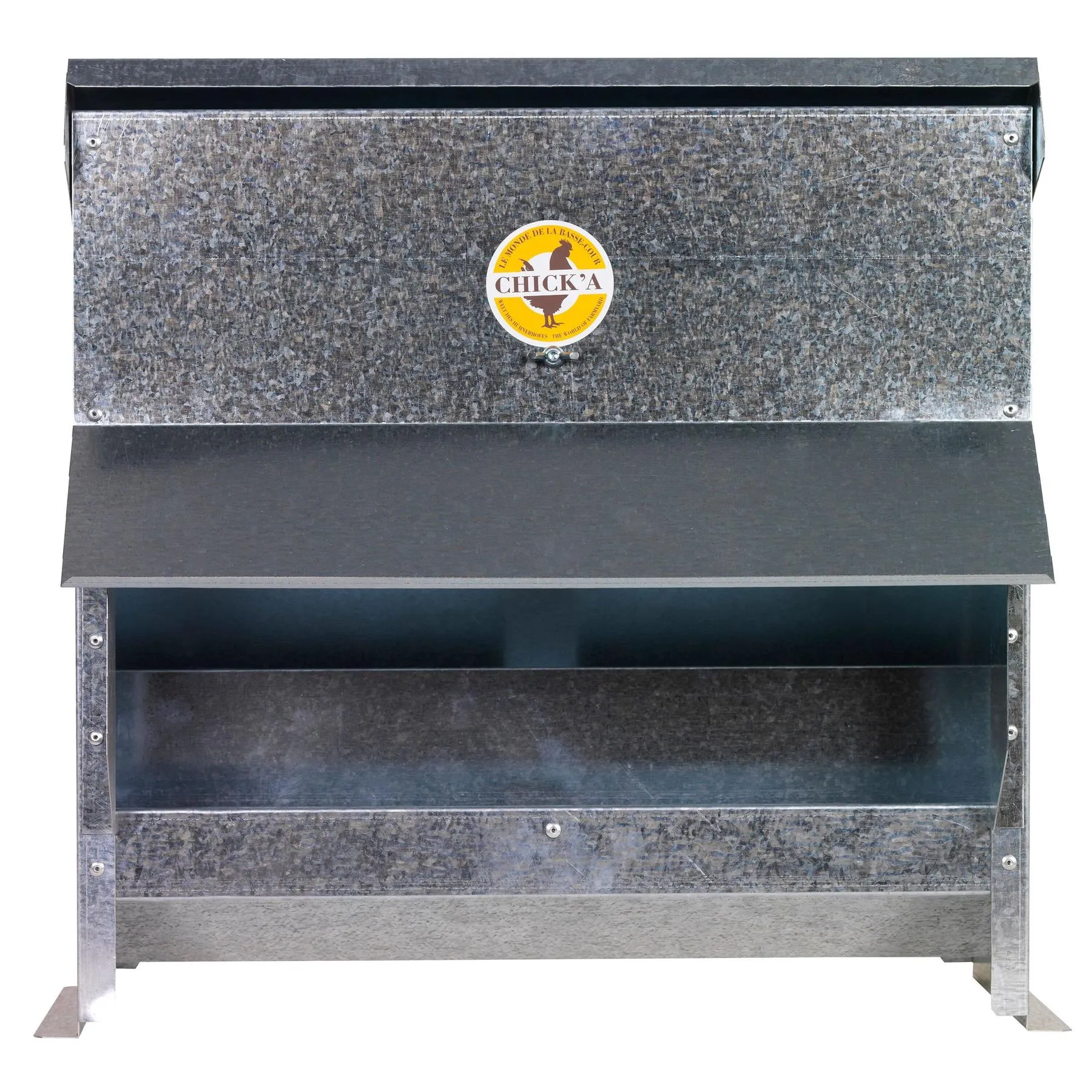 Mangeoire pour volailles à trémie en acier galvanisé 15 poules