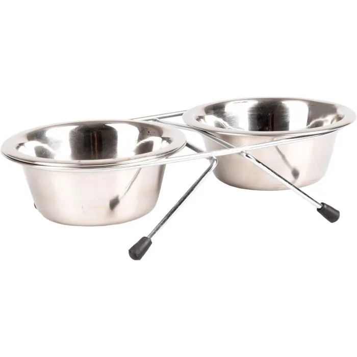 Gamelle Pour la Nourriture et L'eau Set + Support Arjun Inox 25cm 2500ml