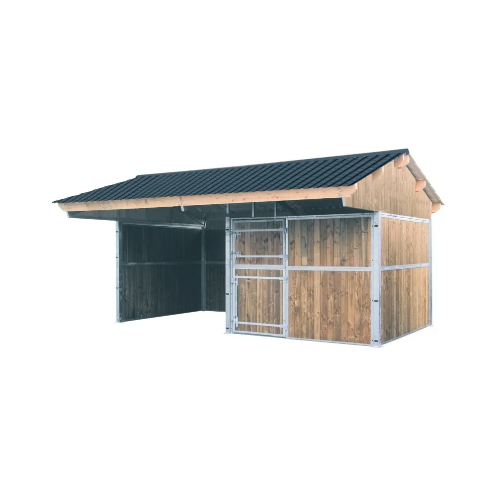 Extension abri de prairie double pente La Gée