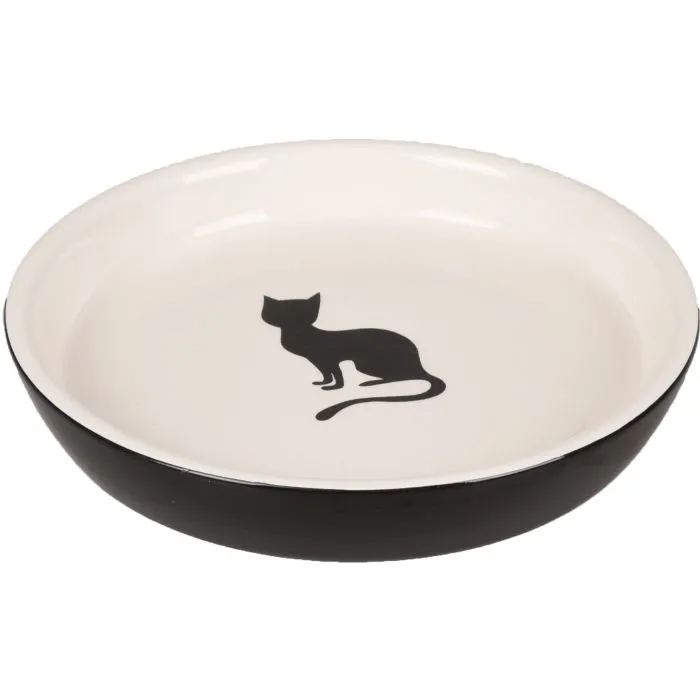 Assiette Chat Nala Céramique Ronde Noir-blanc 180ml 15cm