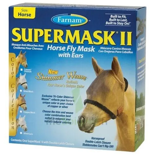 Masque anti-mouches pour cheval avec oreilles Supermask II Horse Horse