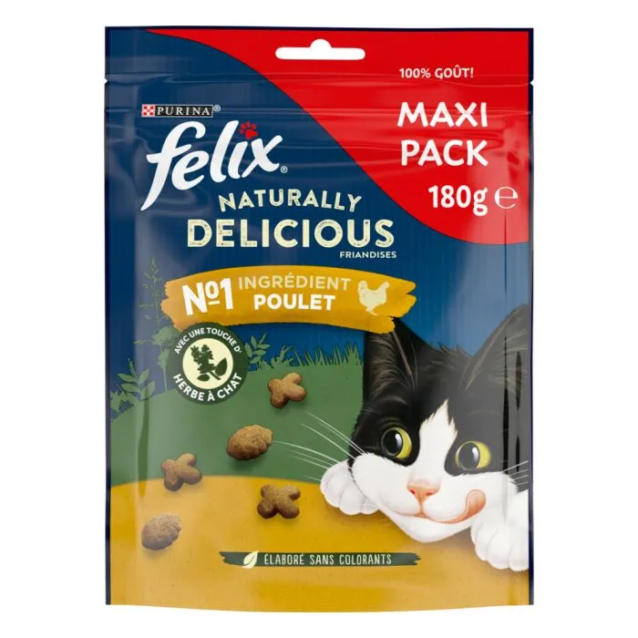 Felix Naturally Delicious Riche en Poulet et D'herbe à Chat 180g
