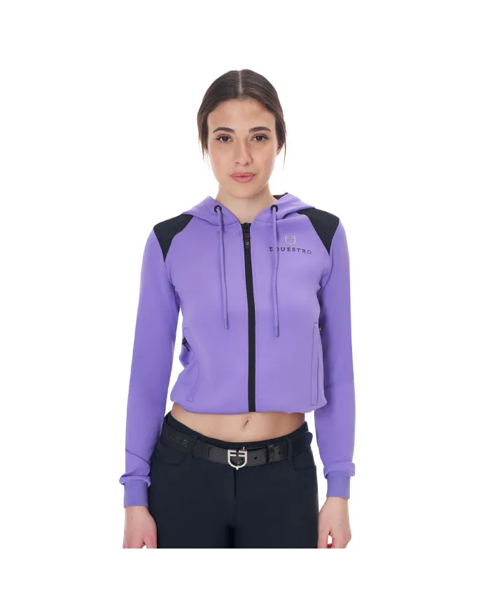 Felpa donna cropped con cappuccio