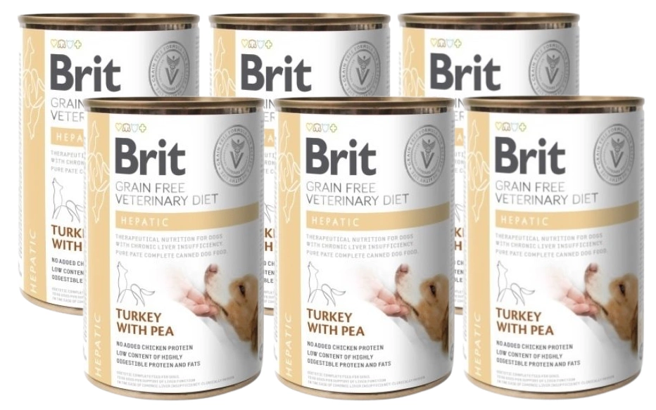 Brit Grain Free Veterinary Diet Dog Hepatic avec dinde et pois 6x400g
