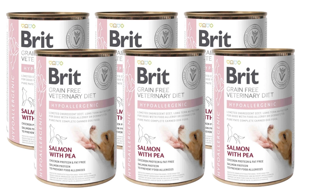 Brit Grain Free Veterinary Diet Dog Hypoallergenic Saumon & Petit Pois  6x400g