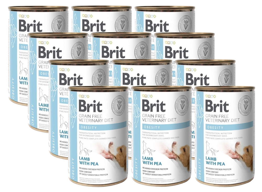 Brit Grain Free Veterinary Diet Dog Obesity avec agneau et petits pois 12x400g