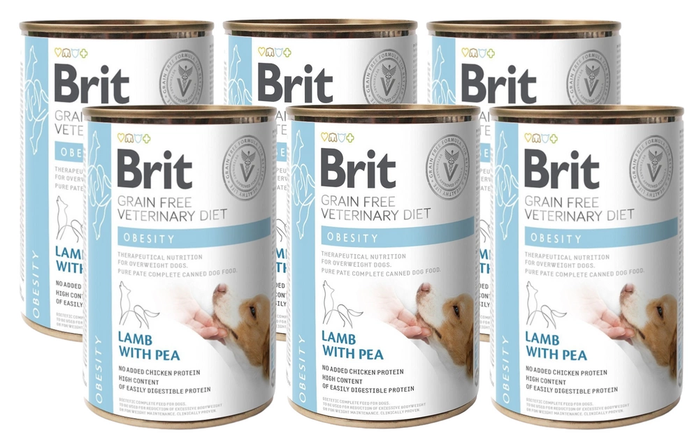 Brit Grain Free Veterinary Diet Dog Obesity avec agneau et petits pois 6x400g
