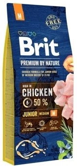 Brit Premium By Nature Junior M avec poulet 15kg + Surprise gratuite pour chien
