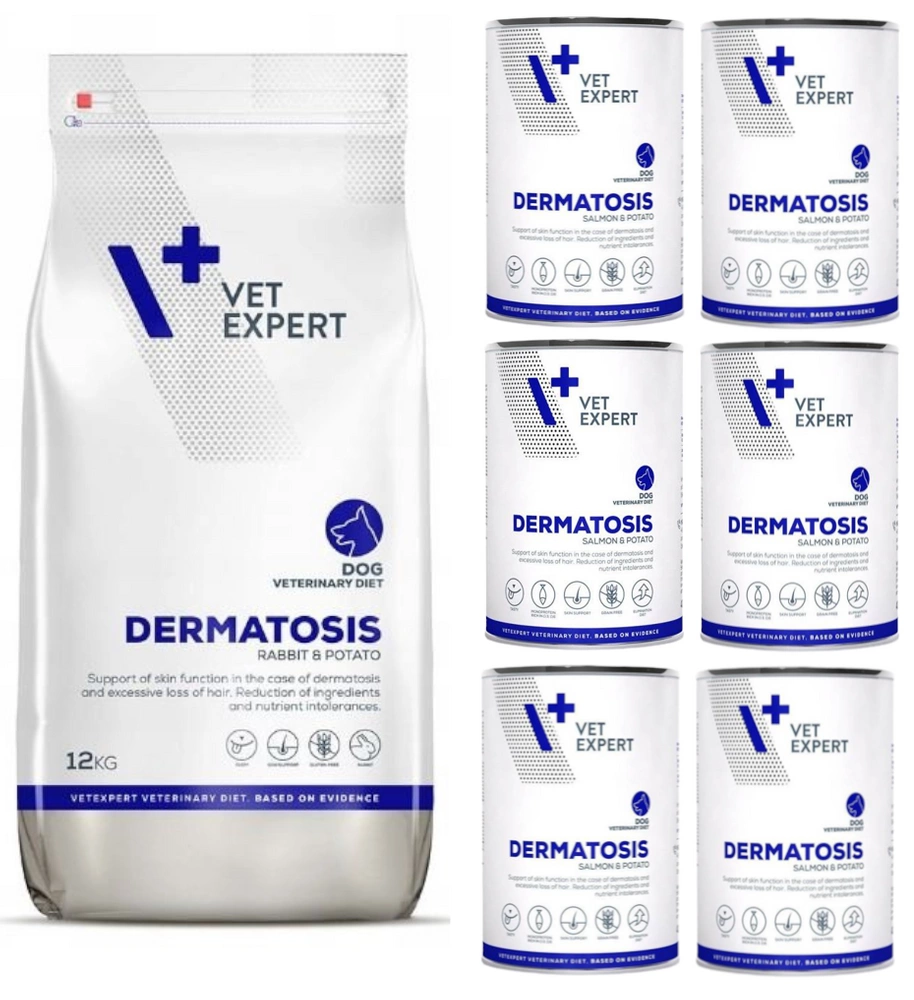 VETEXPERT Veterinary Diet Dog Dermatosis Rabbit&Potato 12kg + Dermatosis 6x400g