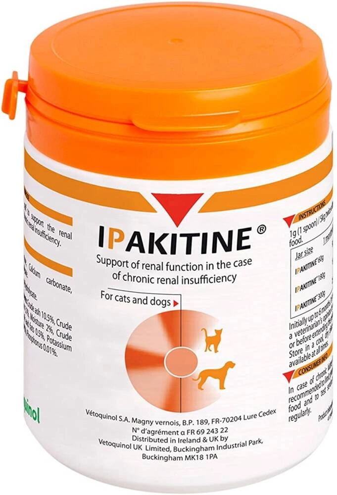 VETOQUINOL Ipakitine 180g Pour Chats et Chiens Pour Améliorer le Fonctionnement des Reins