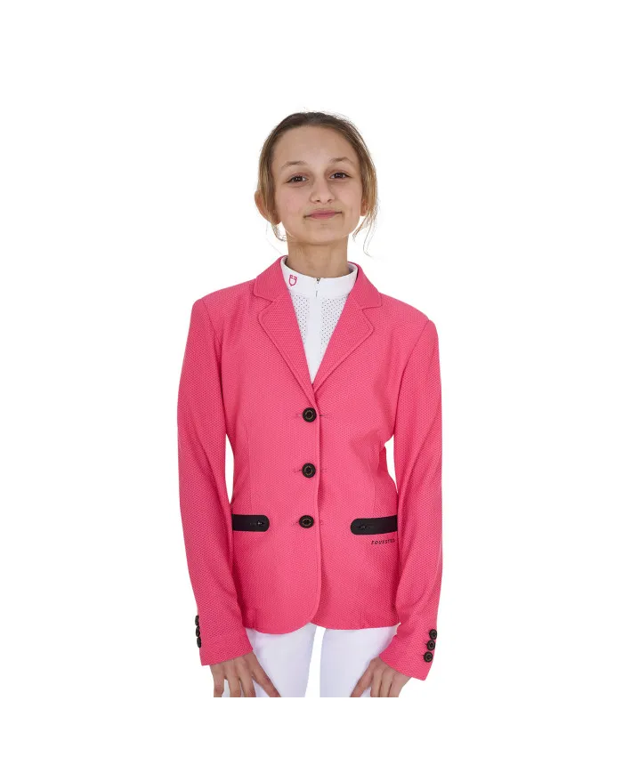 Giacca bambina da concorso tre bottoni traforata