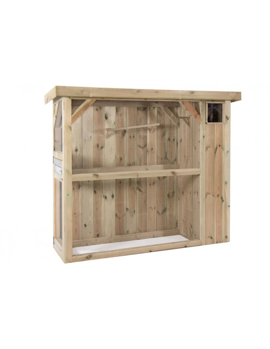 Grande volière avec abri en bois panoramique