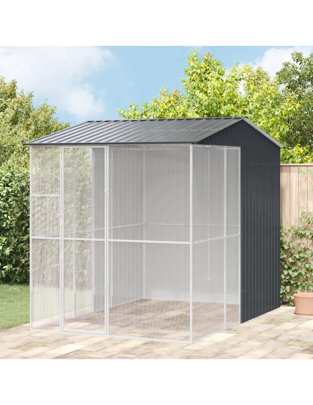 Grande Volière de Jardin en Maille Soudée Anthracite 215x310x247 cm en Acier