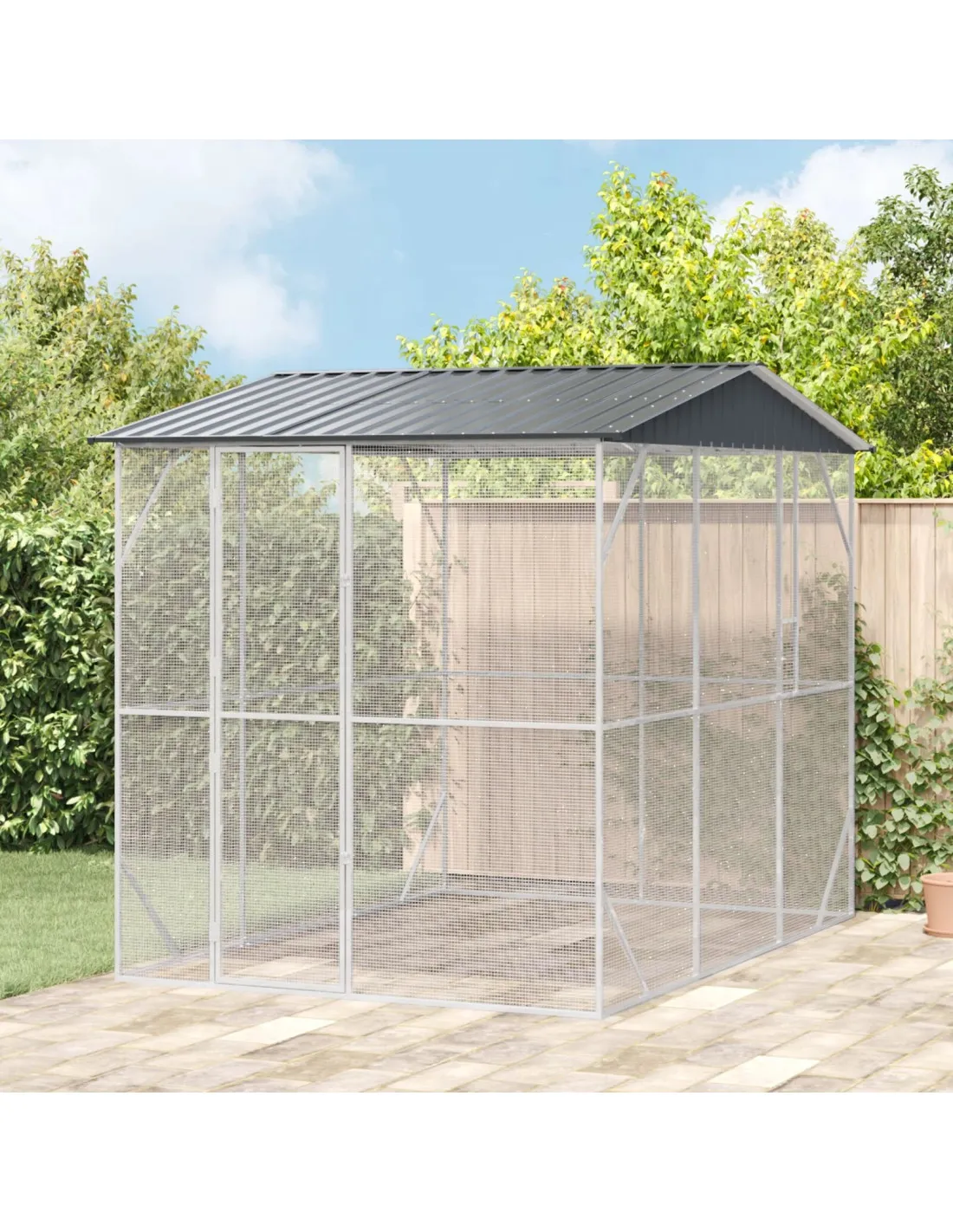 Grande Volière de Jardin Maille Soudée Anthracite 310x227x247 cm en Acier