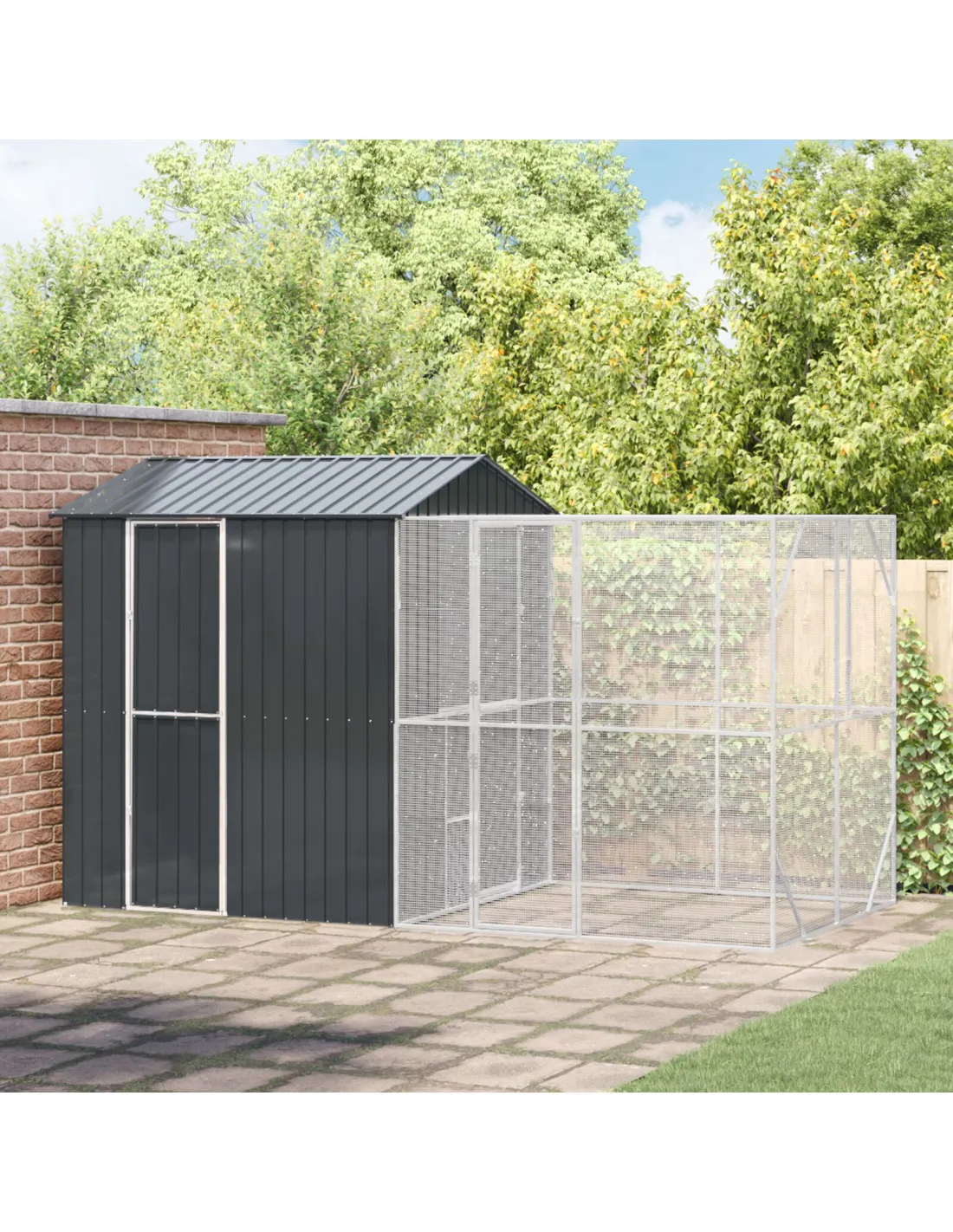 Grande Volière Extérieure de Jardin Maille Soudée Anthracite 210x421x247 cm