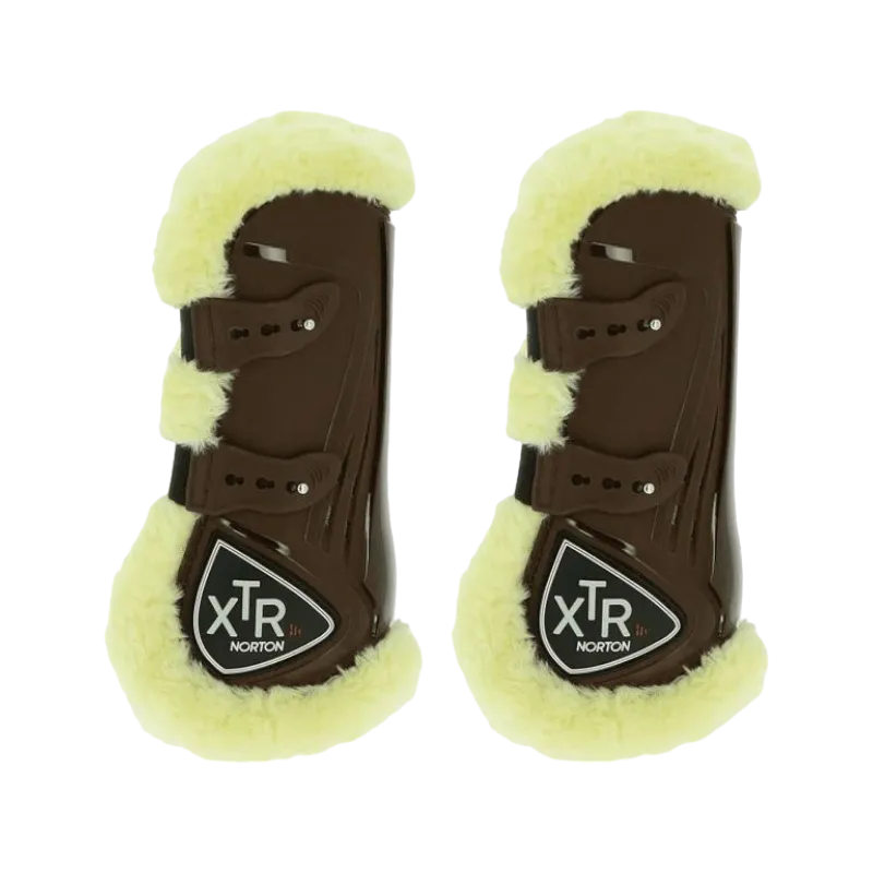 Norton - Guêtres cheval XTR à boutons mouton marron x2