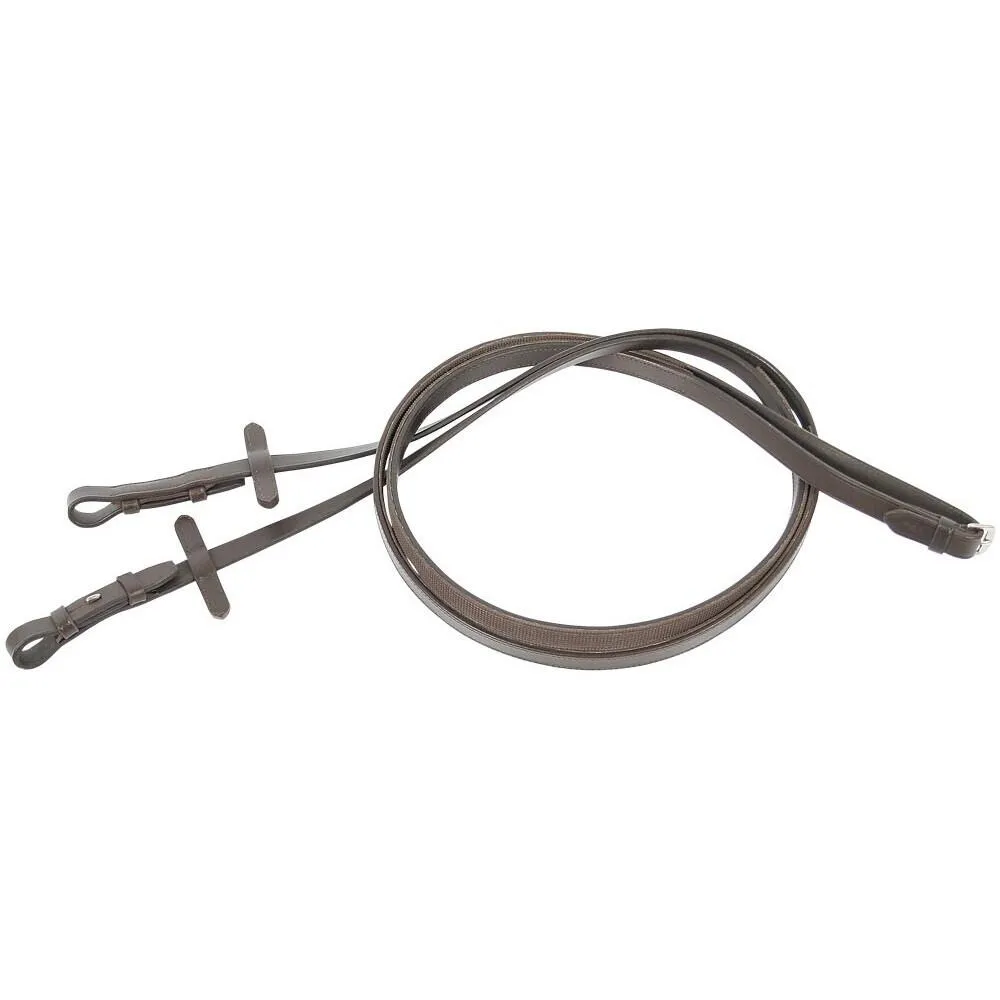 Rênes pour cheval en cuir avec doublure en caoutchouc