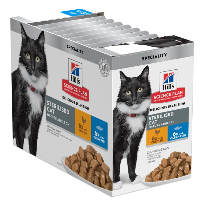 Hill's Science Plan Mature Adult 7+ Sterilised Nourriture Humide pour Chat Mature 12x85g
