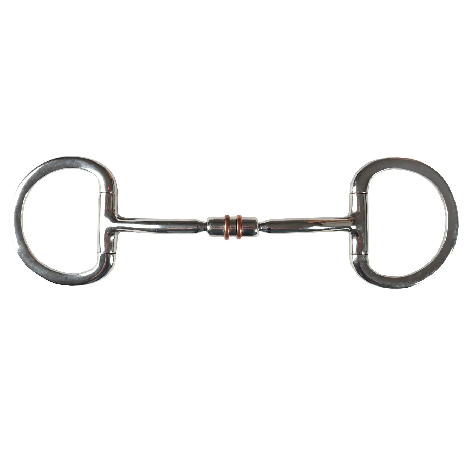 Mors 2 anneaux pour cheval double joint avec rouleau en cuivre