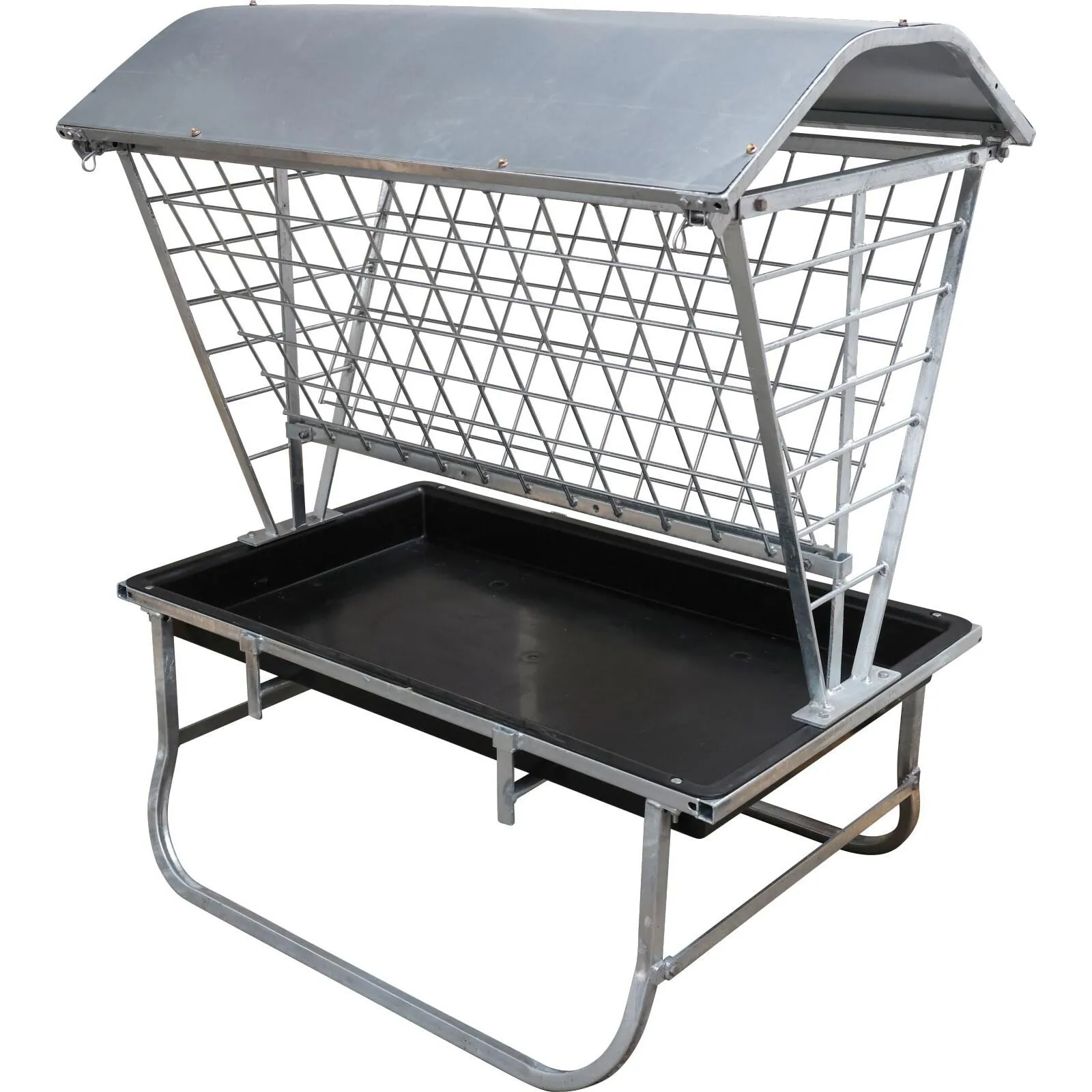 Râtelier à fourrage pour petits moutons avec toît